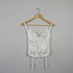 Victorias Secret Vintage Gold Label Bustier Corset 36C White Lingerie Bridal 134